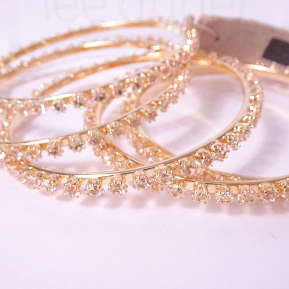Neiman Marcus Lee Angel Safina Gold Crystal Bangle Bracelet Set 5 NWT 240 - Picture 10 of 10